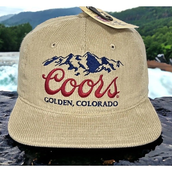 Coors Beer Khaki Corduroy Snapback Golden Colorado Banquet Trucker Hat Cap New - Picture 4 of 15